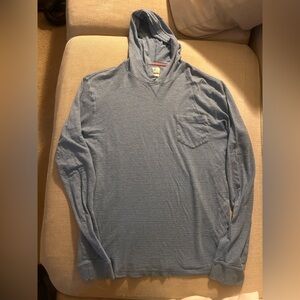 johnnie-O Hoodie Mens M Tide Blue Hangin Out Utah Linen Blend Pullover JMKO2030